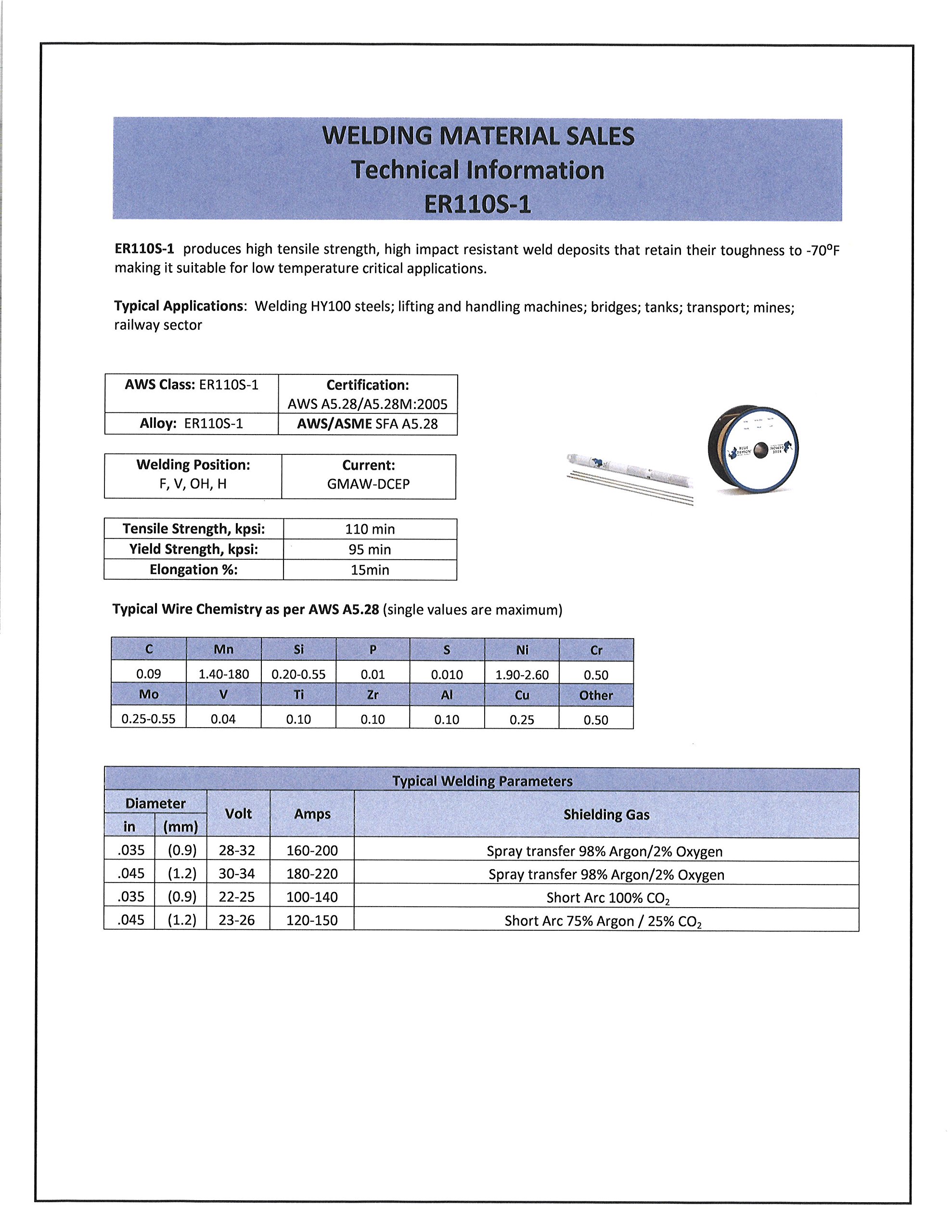 Blue Demon ER110S-1 x 3/32" x 36" x 10LB Box High Strength and Ductility Tig Welding Rod - Image 4