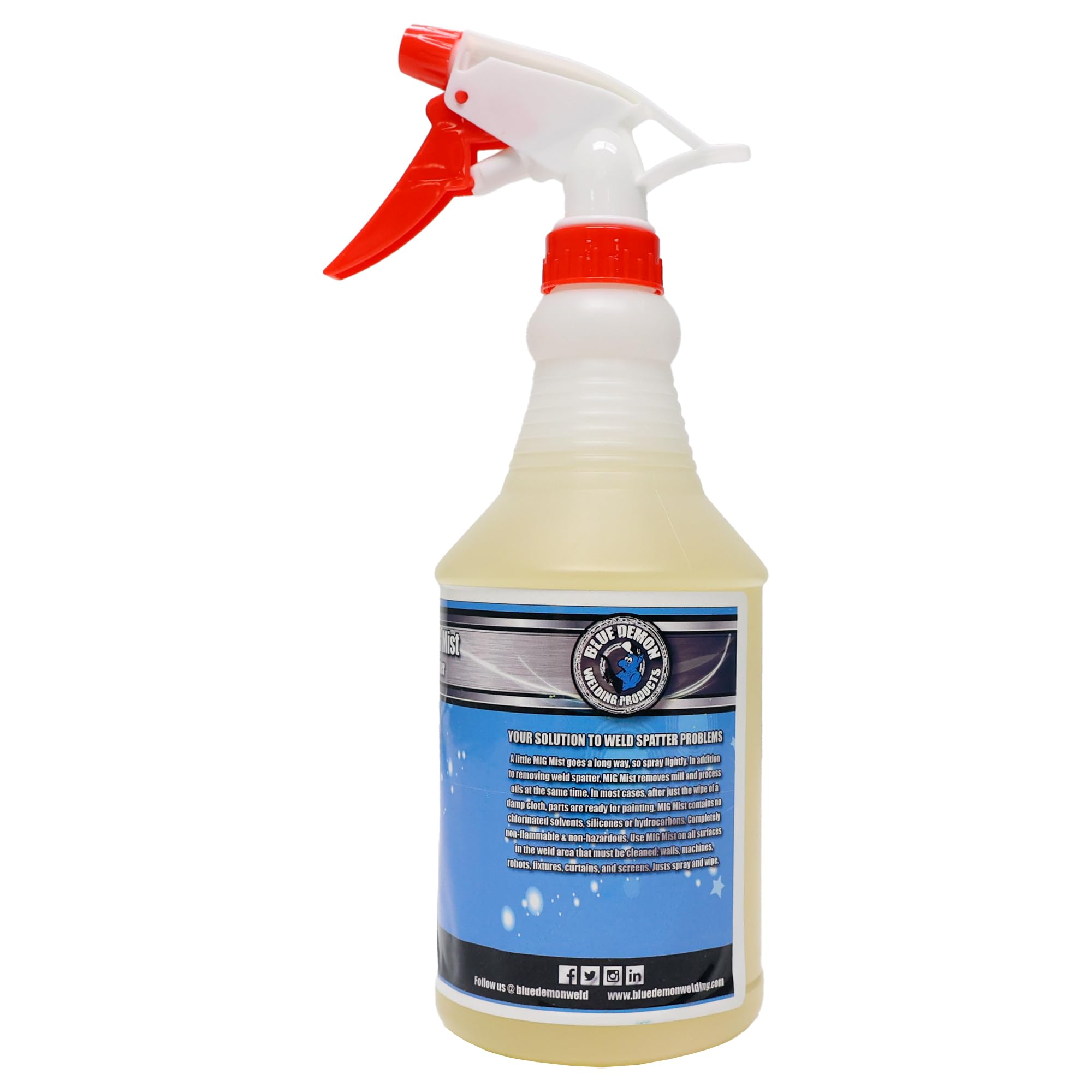 Blue Demon MIG MIST Premium Anti-Spatter, Methylene Chloride Free, Non-Flammable and Non-Hazardous, Removes Spatter and Oil, Combo Pack 1 EA Microfiber Towel and 2 EA 24 oz Spray Bottles - Image 3