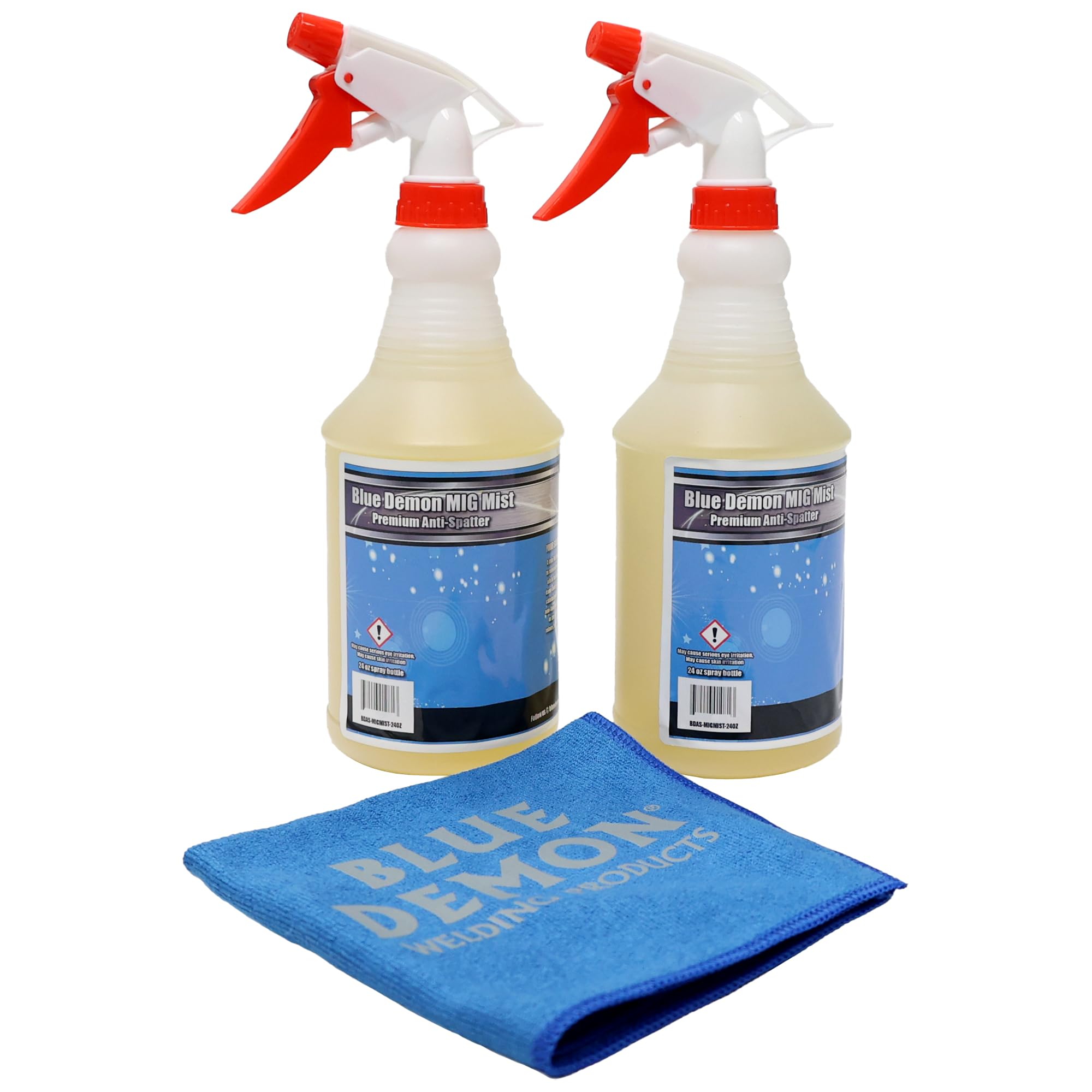 Blue Demon MIG MIST Premium Anti-Spatter, Methylene Chloride Free, Non-Flammable and Non-Hazardous, Removes Spatter and Oil, Combo Pack 1 EA Microfiber Towel and 2 EA 24 oz Spray Bottles - Image 5