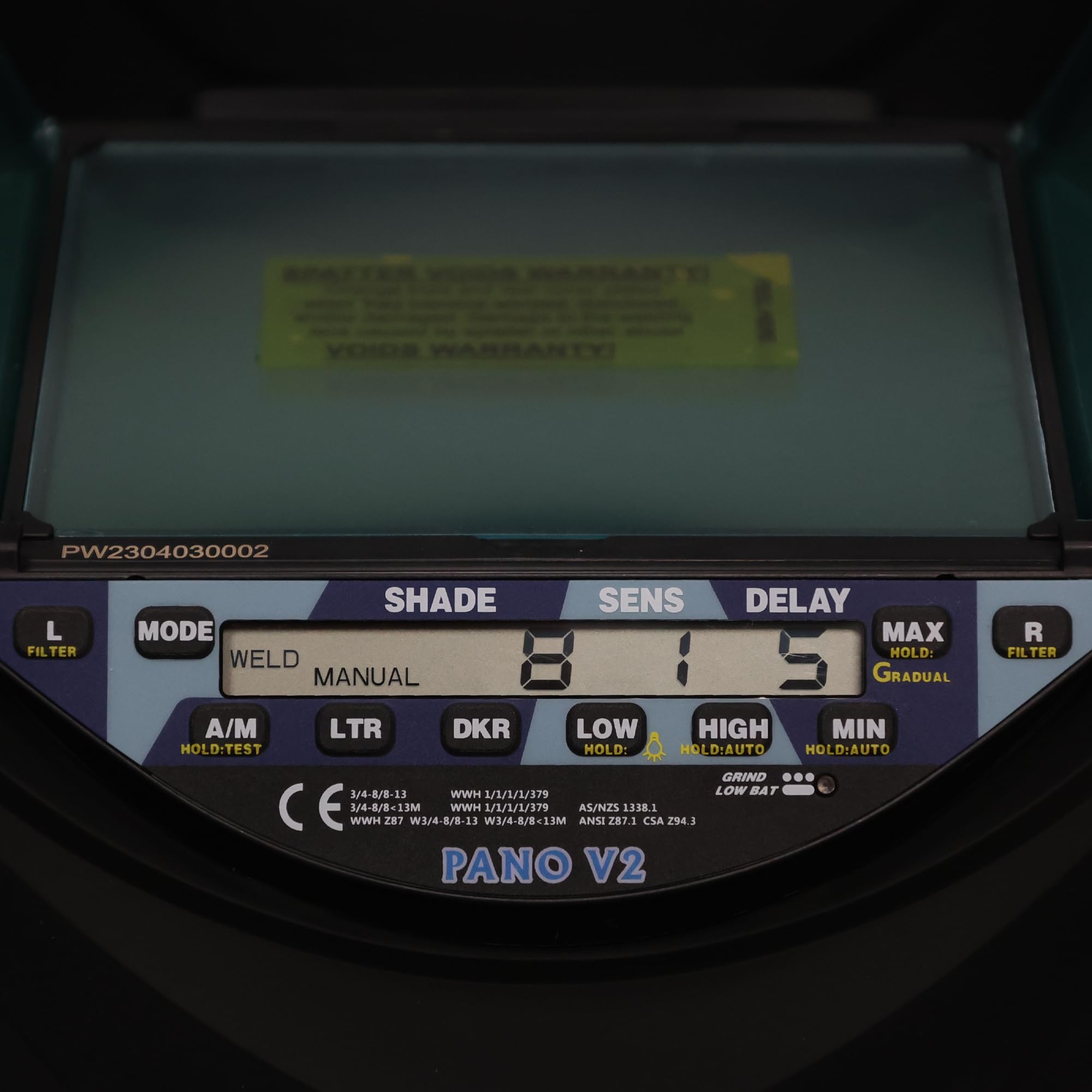 Blue Demon Pano V2 Welding Hood, 7 Arc Sensors, Auto darkening across all 3 Filters, Shades 4-13, 1/1/1/1 Optical Clarity with True View Technology (Blue Demon Pano V2 Welding Hood) - Image 6