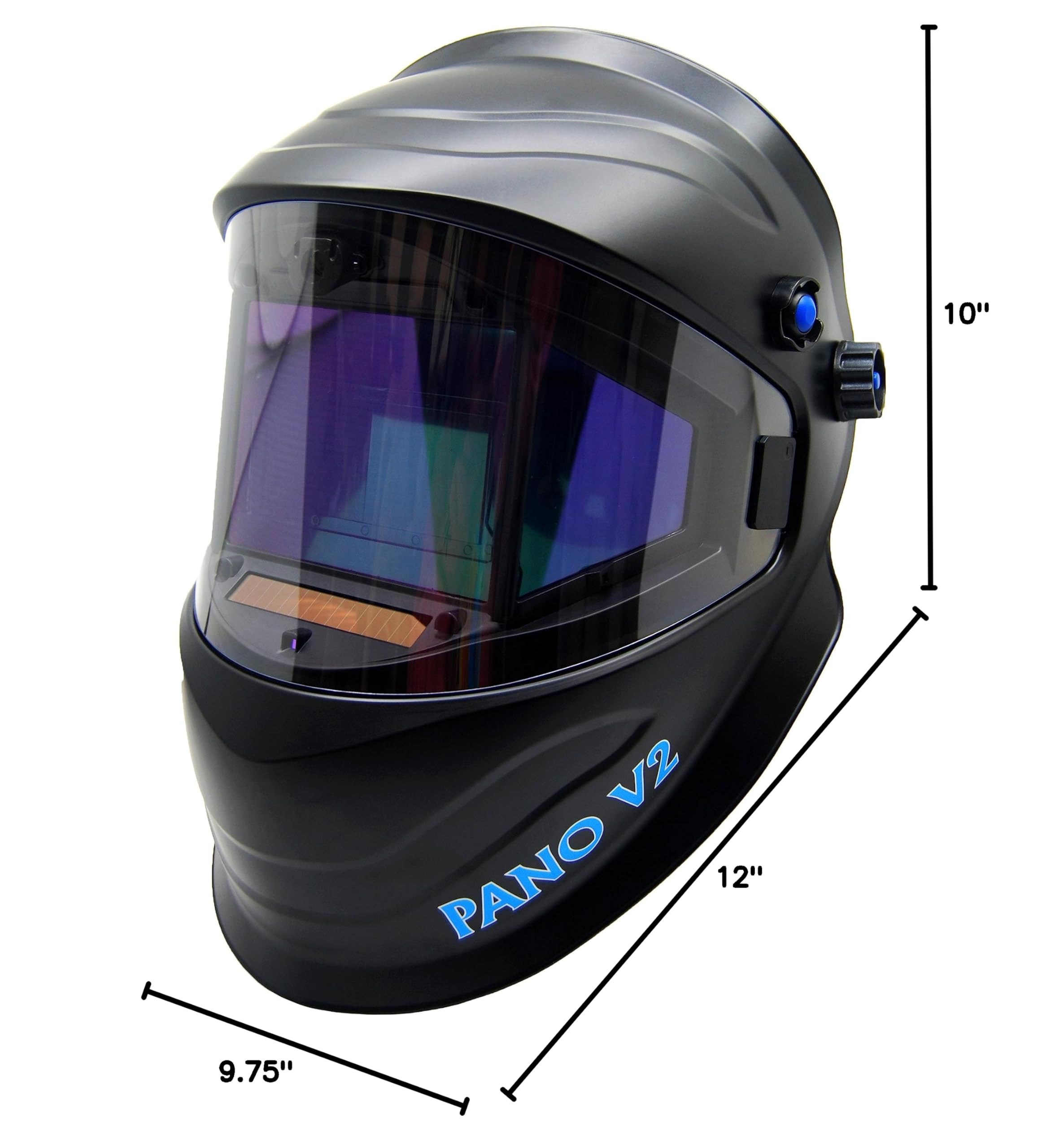 Blue Demon Pano V2 Welding Hood, 7 Arc Sensors, Auto darkening across all 3 Filters, Shades 4-13, 1/1/1/1 Optical Clarity with True View Technology (Blue Demon Pano V2 Welding Hood) - Image 8