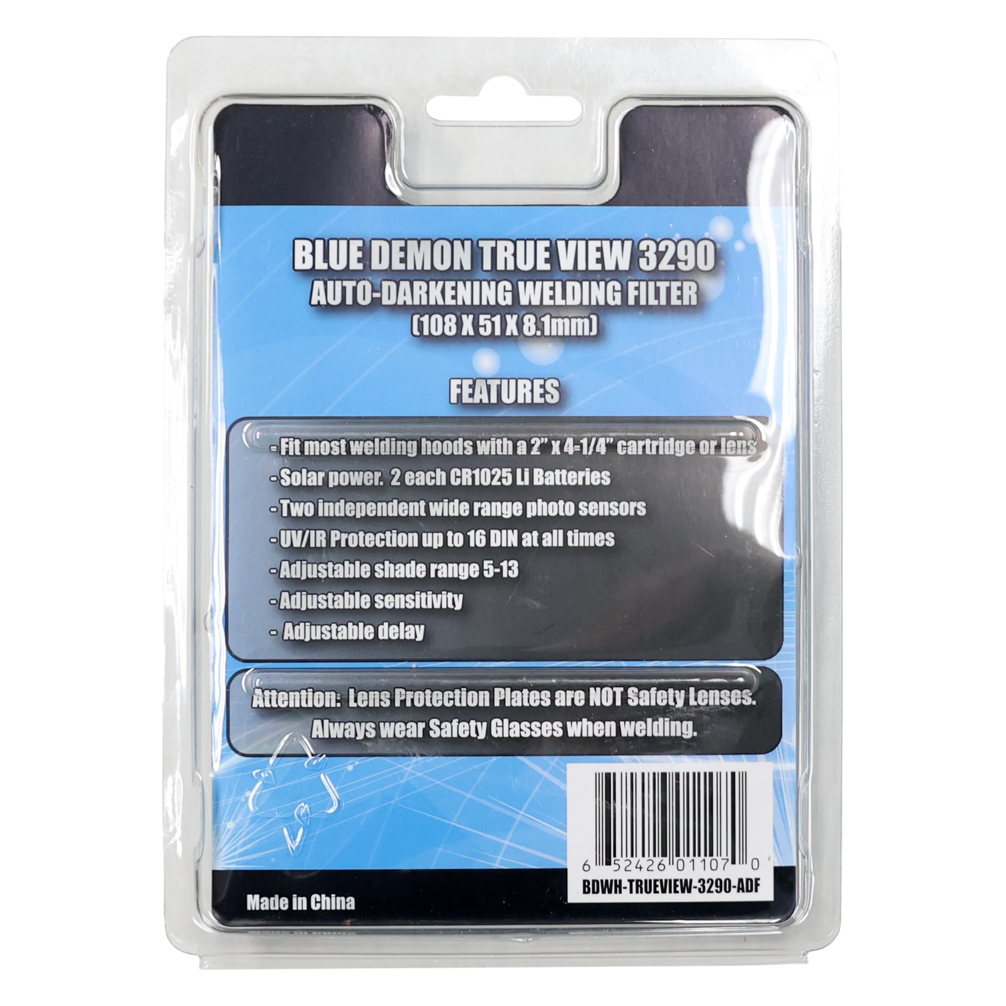 Blue Demon True View Realistic Color Auto Darkening Variable Shade Drop In Solar Powered Rechargeable Welding Hood Filter for 2 x 4.25 Inch Hoods - Image 7